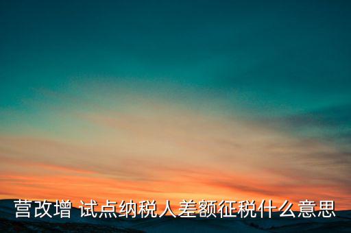 什么是營(yíng)改增試點(diǎn)納稅人，什么是試點(diǎn)納稅人試點(diǎn)納稅人是什么意思