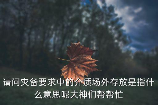 場外配置是什么意思，請問災(zāi)備要求中的介質(zhì)場外存放是指什么意思呢大神們幫幫忙