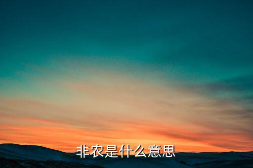 大非農(nóng)是什么意思，非農(nóng)是什么意思