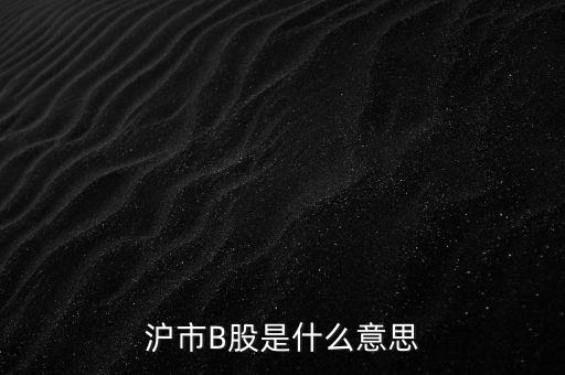 滬深b股是什么意思，滬市B股是什么意思