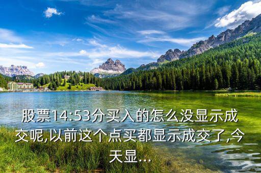 股票14:53分買(mǎi)入的怎么沒(méi)顯示成交呢,以前這個(gè)點(diǎn)買(mǎi)都顯示成交了,今天顯...