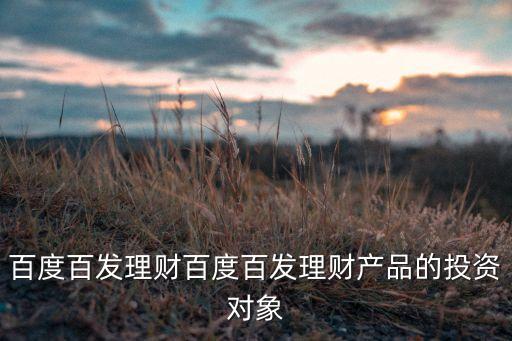 百度百發(fā)理財(cái)百度百發(fā)理財(cái)產(chǎn)品的投資對(duì)象