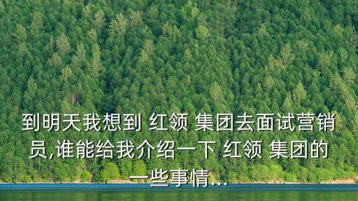 到明天我想到 紅領(lǐng) 集團去面試營銷員,誰能給我介紹一下 紅領(lǐng) 集團的一些事情...