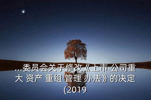 ...委員會(huì)關(guān)于修改《上市 公司重大 資產(chǎn) 重組 管理 辦法》的決定(2019